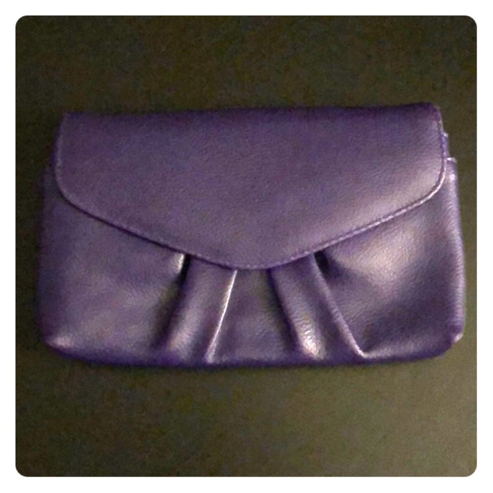 Purple clutch with coin purse and card holder